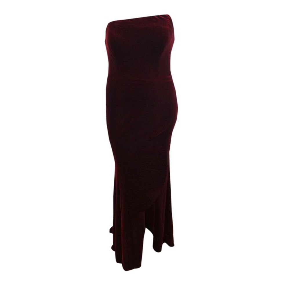 Avery G Women's Strapless Velvet Gown (14, Burgundy)